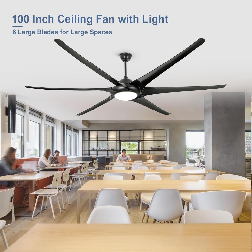 Kipas Angin Gantung Plafon 100 inch Putih Lampu LED 3 Warna Dengan Remot