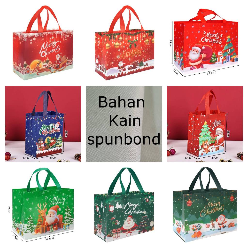 

Goodie Bag Christmas Tas Tote Bag Souvenir Hampers Natal Bag Spunbond Xmas