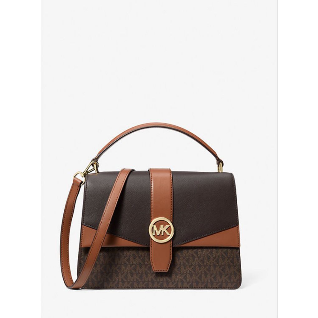 mk greenwich medium satchel brown n