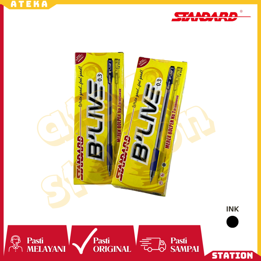 

(BOX) pen / pena / bolpoin / pulpen STANDARD B'LIVE 0.3 MM