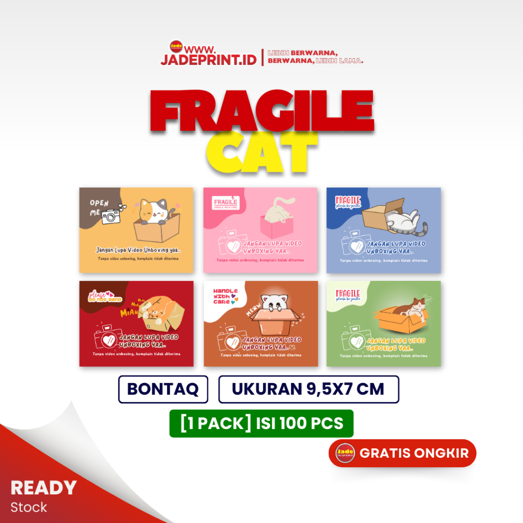 

[STICKER FRAGILE] Stiker Label Fragile 9,5x7cm Handle With Care Paket Isi 100 pcs