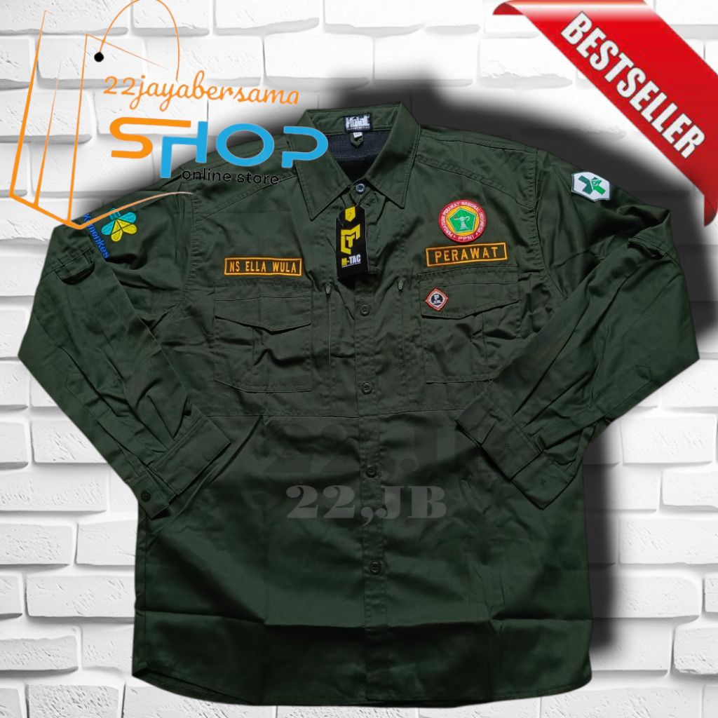 Kemeja PPNI  model Taktikal waran hijau army Terbaru