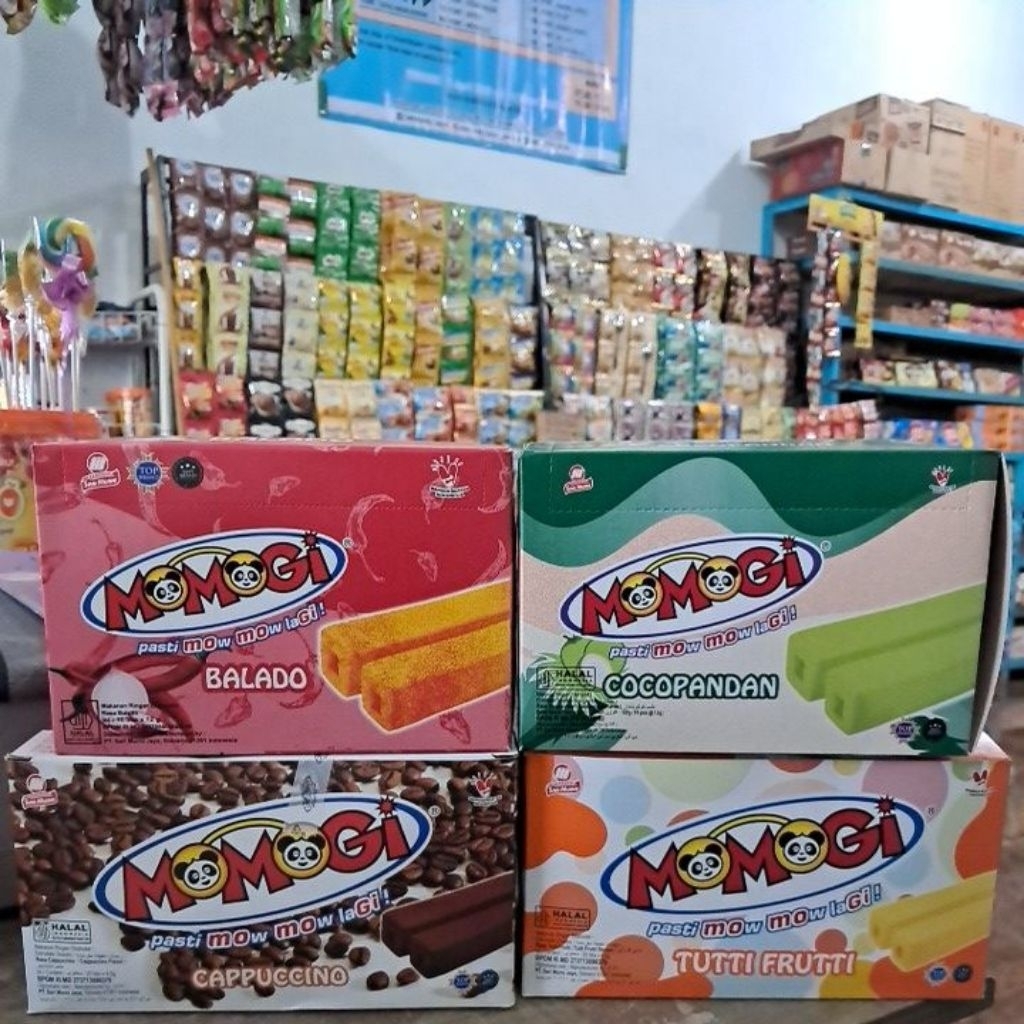 

Momogi Balado 12gx10bks | Momogi Cocopandan 12gx10bks | Momogi Cappucino 4.5gx20bks |Momogi Tutti Frutti 4.5gx20bks.