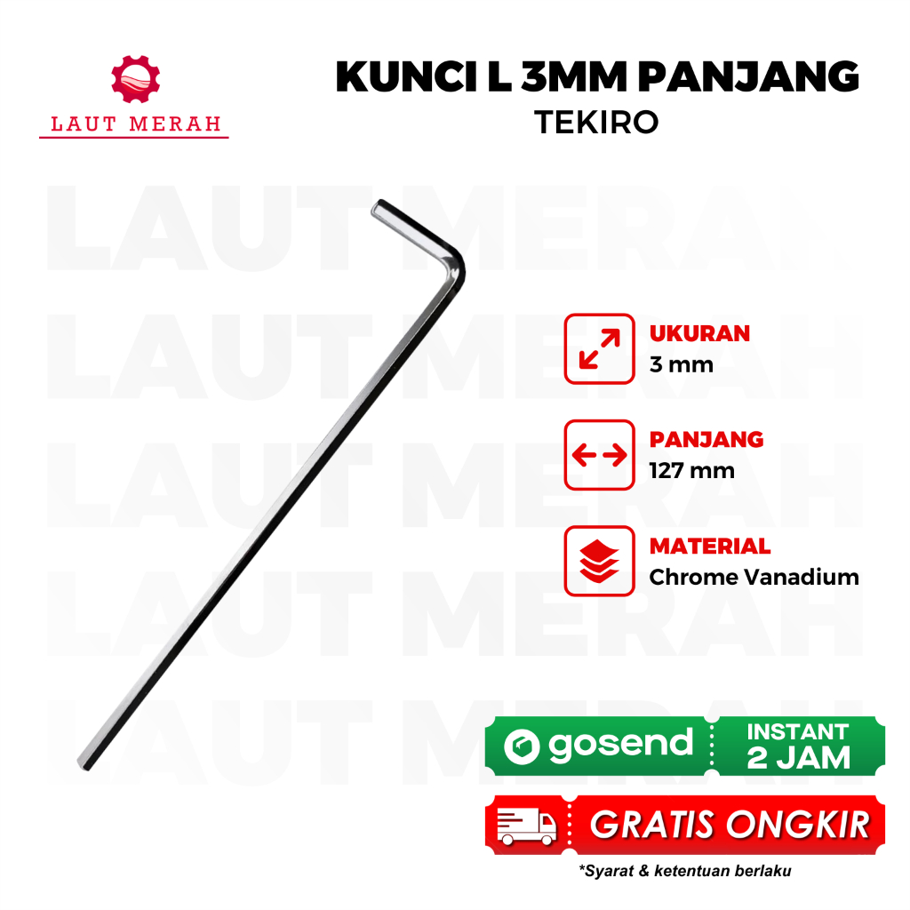 TEKIRO KUNCI L 3 MM PANJANG Hex Key Long Satuan ECERAN