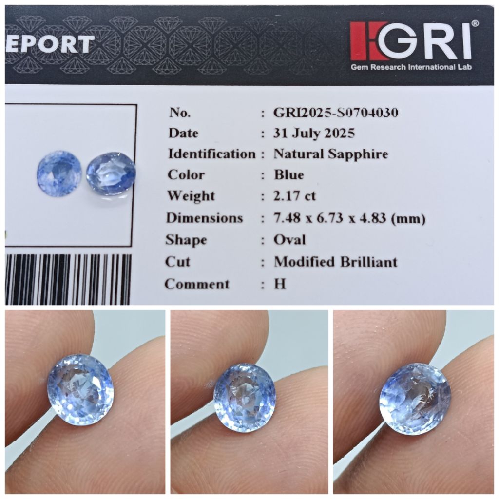 Natural Royal blue sapphire Ceylon 2,8ct memo WGL Safir Srilanka Kristal Heat