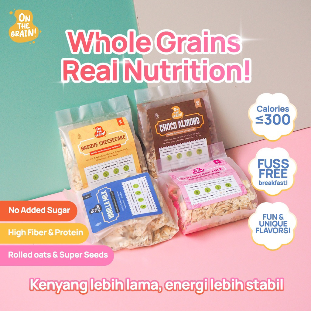 

ON THE GRAIN Overnight / Instant Oats - Healthy Breakfast or Snack | Oat Muesli Cereal Diet Sehat
