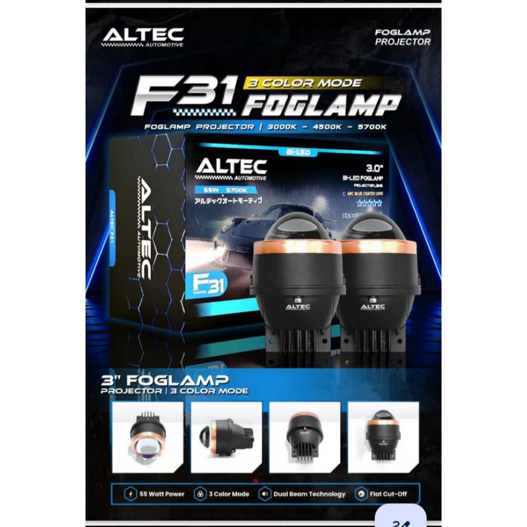 LAMPU BILED FOGLAMP ALTEC F31 3 COLOR by PRO7  - Foglamp Projector - 55 Watt - Lampu mobil