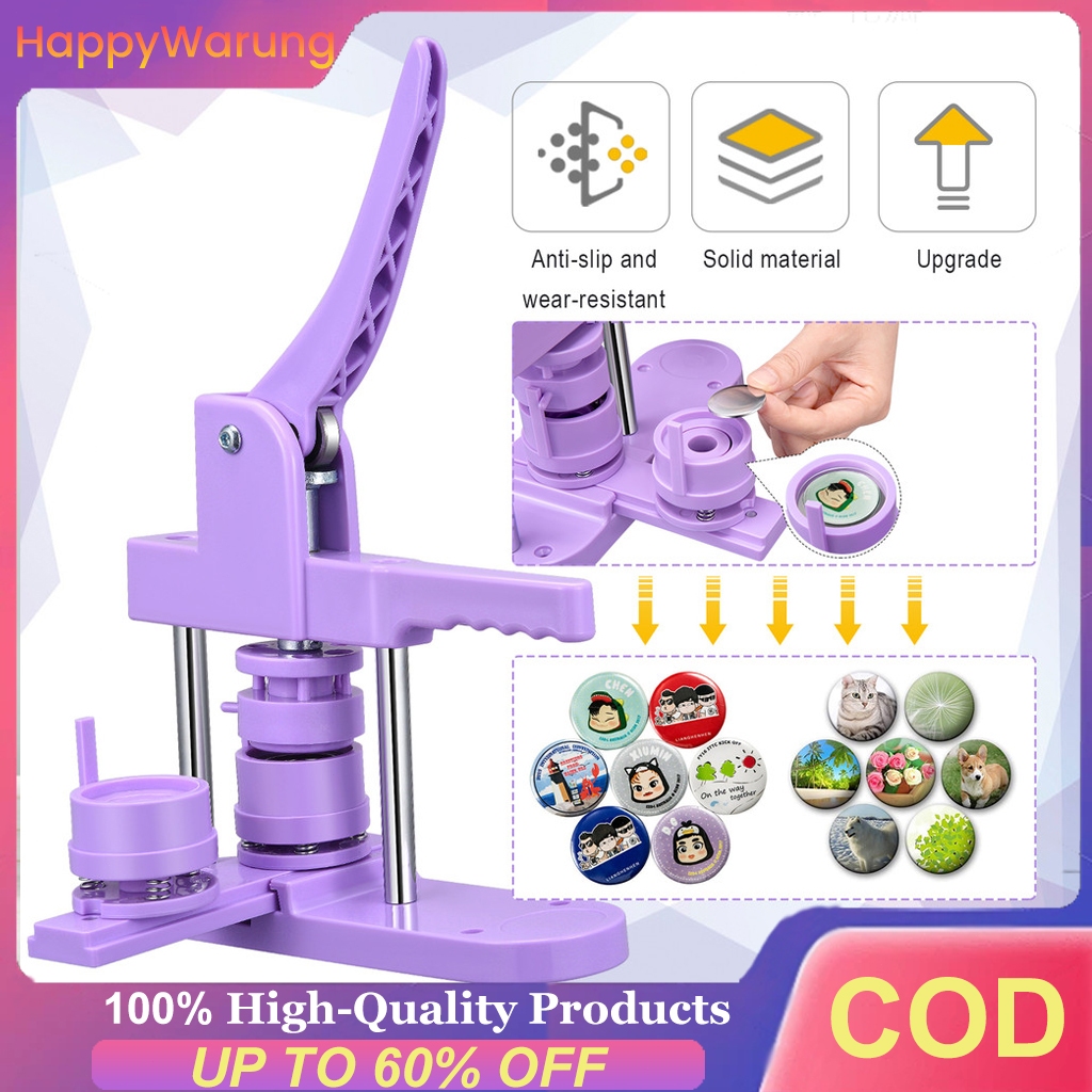 

Local Stock+COD Button Badge Maker Machine, Different Size Mold ,25,32,58mm Mold DIY Badge Pin Maker Machine Kit With 300pcs Badge Parts/Pic/Circle Cutter&Purple