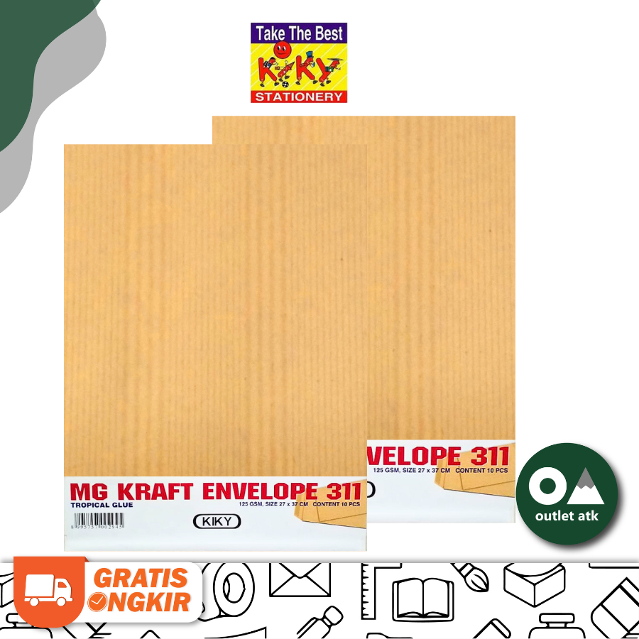 

Amplop Coklat Kiky 311 Polos Lem 125 gr isi 10