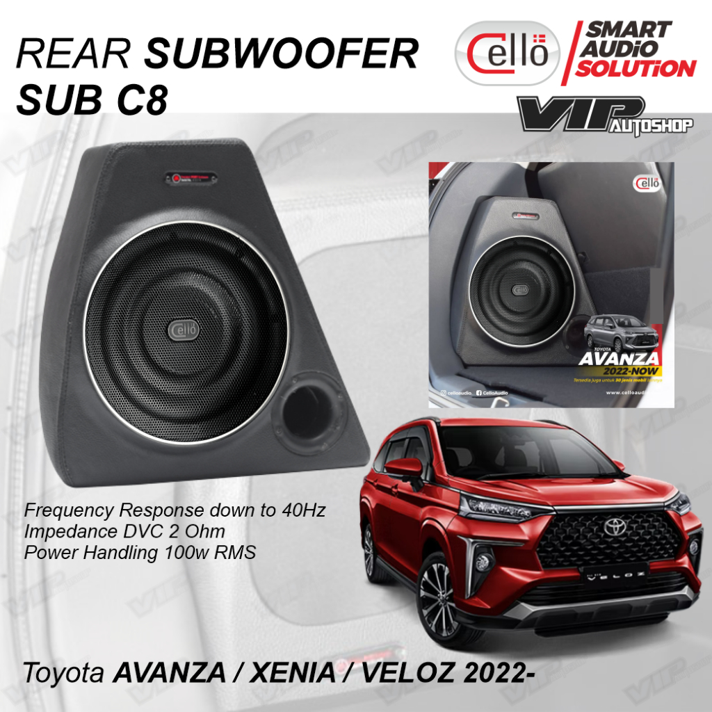 Subwoofer Toyota Avanza / Veloz / Xenia 2022- Mobil Audio Bass Bagasi Belakang Slim Cello Minimalis
