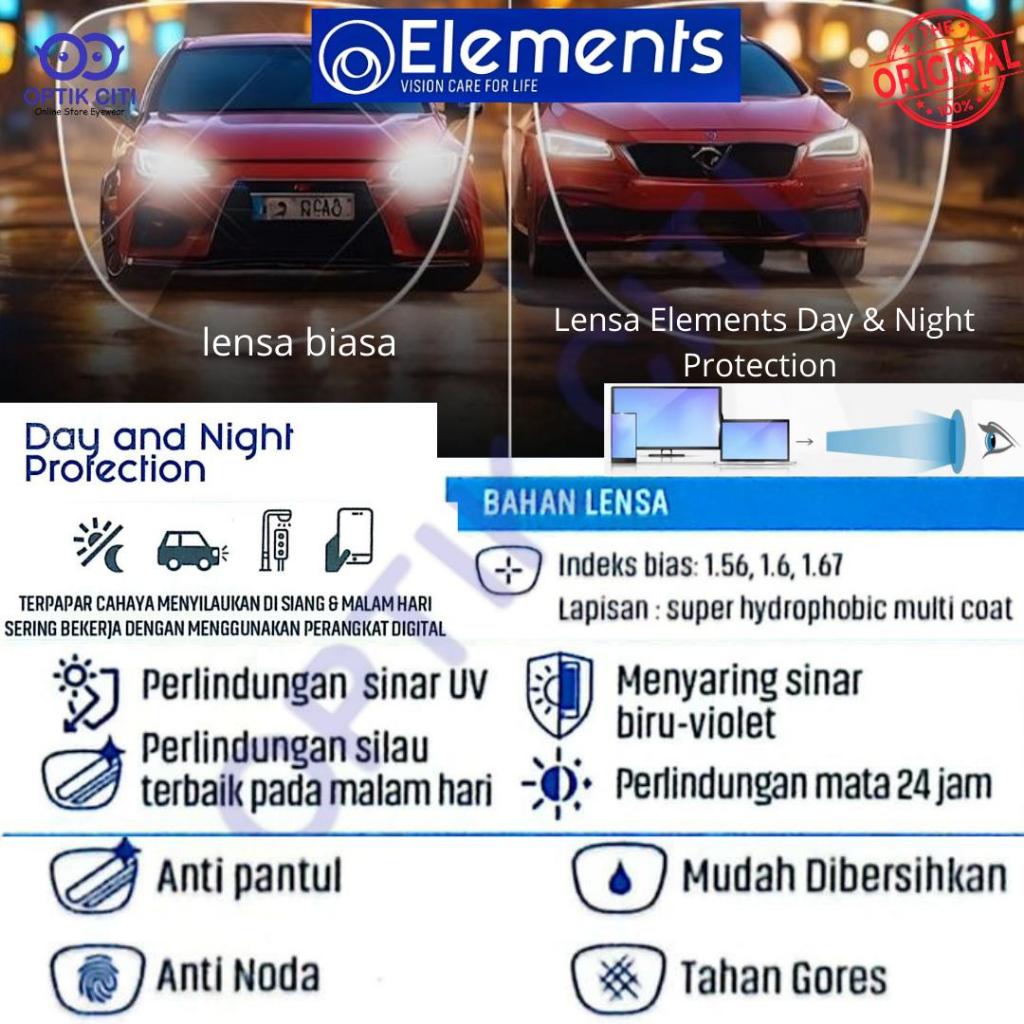 Lensa Kacamata Essilor Essensial Elements Blueray Night Drive Day And Night Vision Elements 1.56 Ori
