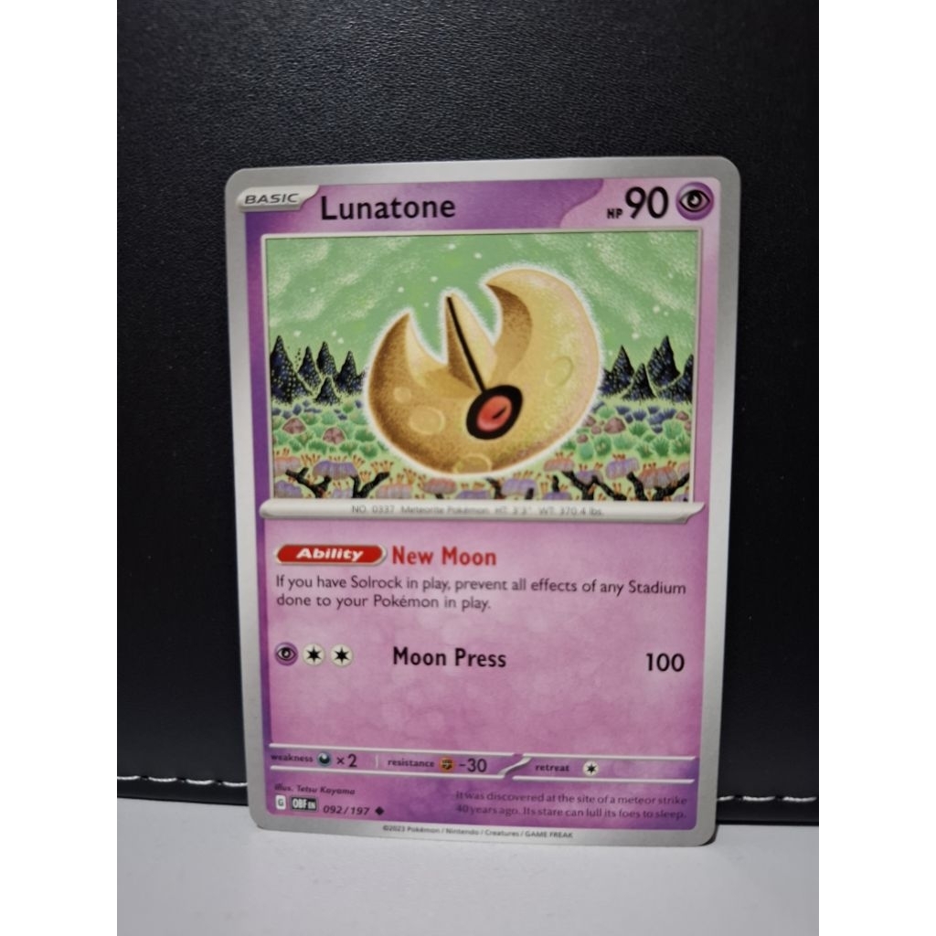 kartu pokemon original common Lunatone OBF 092/197