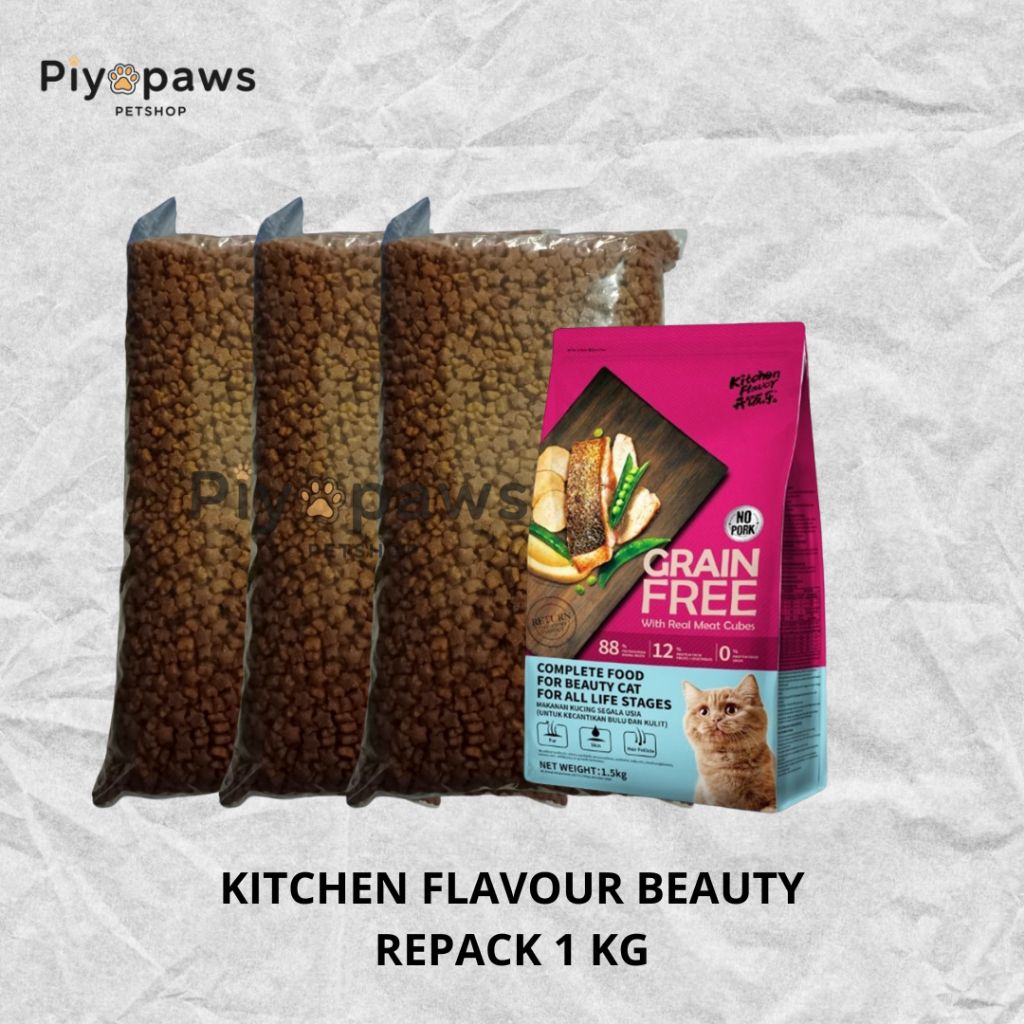 [PIYOPAWS] Makanan Kucing KITCHEN FLAVOUR BEAUTY/ KITCHEN FLAVOUR BABY KITTEN REPACK 1Kg/ REPACK 400