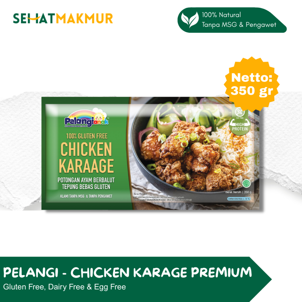 

Pelangi Healthy Frozen Food - Chicken Karaage/Karage (Bebas Gluten, MSG dan Pengawet)