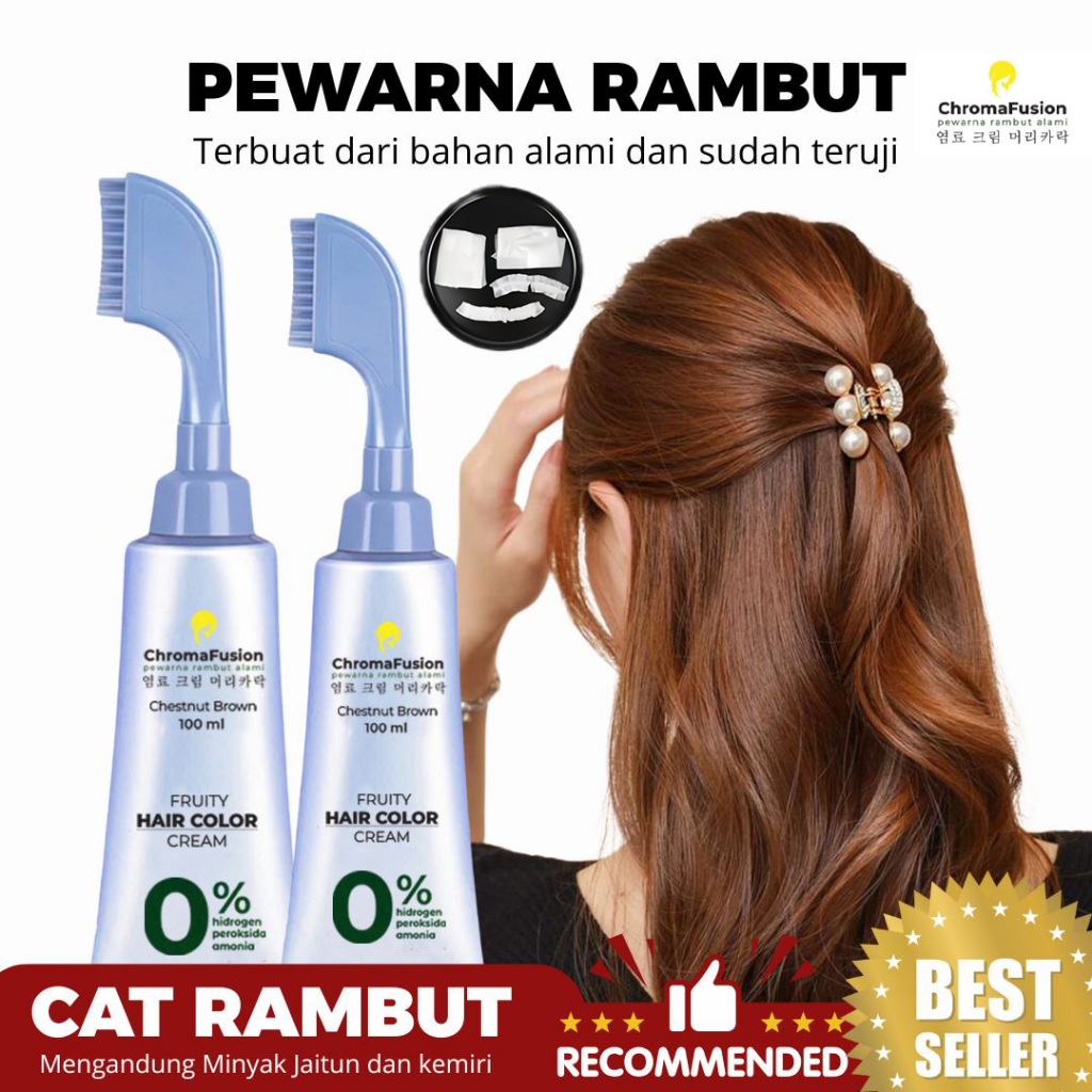 ChromaFusion Hair Coloring Alami BPOM -- Pewarna Rambut Buah & Sayur Tanpa Amonia & SLS 100ML, Mudah
