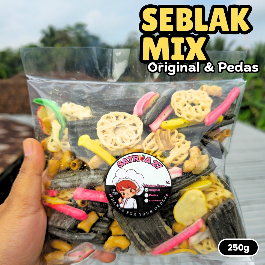 

Seblak Kerupuk Mix Campur Original Pedas 250gram Xtra Daun Jeruk