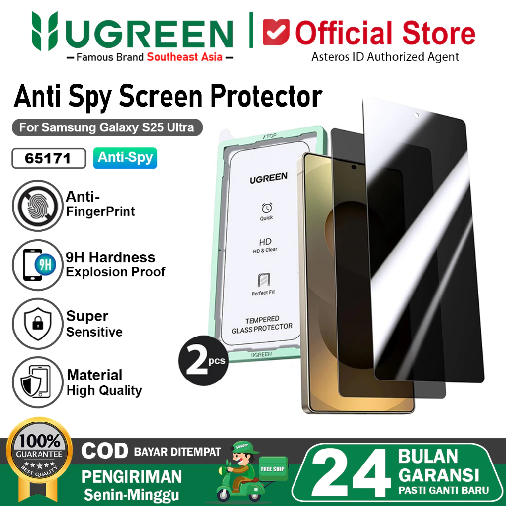 UGREEN Tempered Glass Anti Spy For Samsung S25 Ultra Full Cover HD Screen Protector, Fast Respon Unl