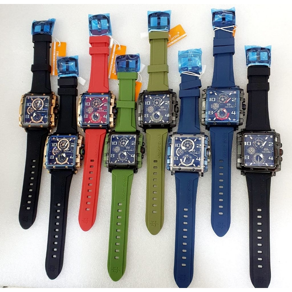 JAM TANGAN PRIA EVANS JAYDEN 9557 ORIGINAL TALI KARET