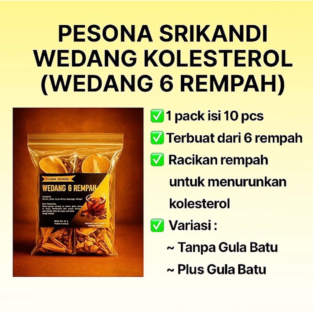 

Paket 10pcs Pesona Srikandi Wedang Kolesterol / Wedang Kolestrol / 6 Rempah