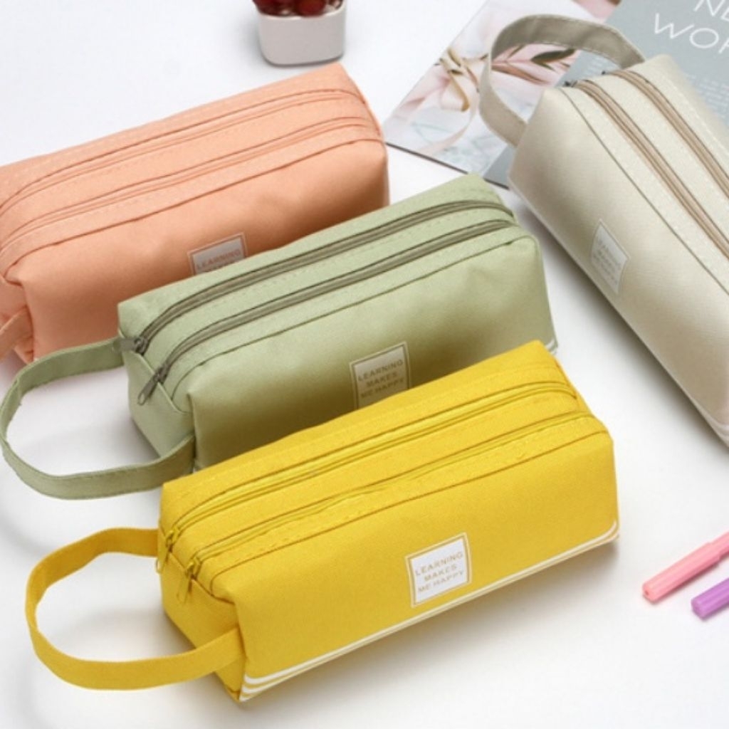 

Kotak Pensil Dan Stationery Dual Zipper / Tempat Alat Tulis Perlengkapan Sekolah 2 Sisi / Kotak Pensil 2 Pouch