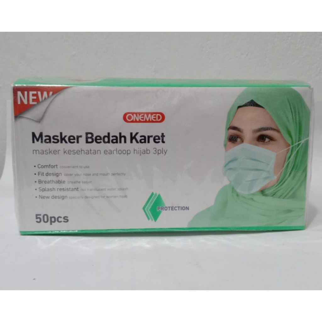 masker hijab onemed isi 50 pcs / kotak warna putih