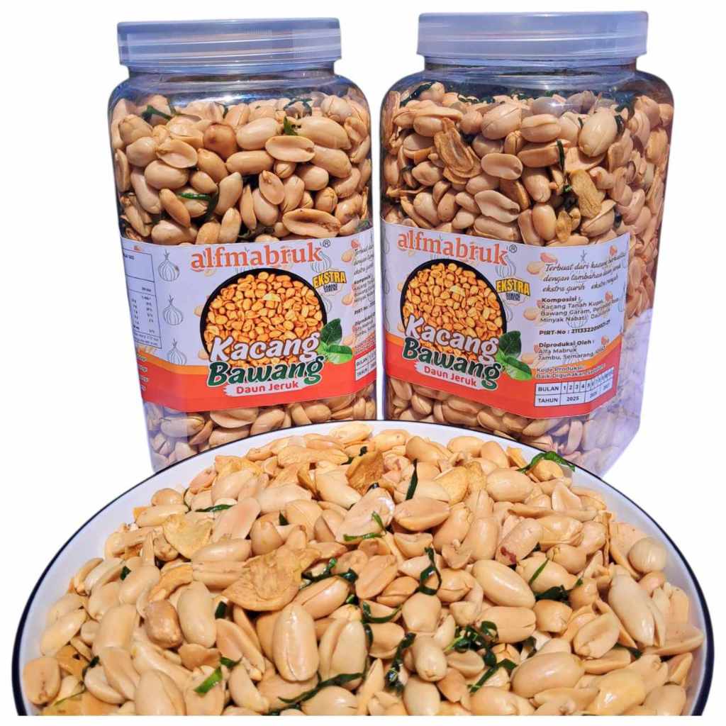 

Kacang Bawang Goreng Rasa Daun Jeruk Gurih Asin Empuk Kemasan Toples 1kg | Kacang Bawang Toples