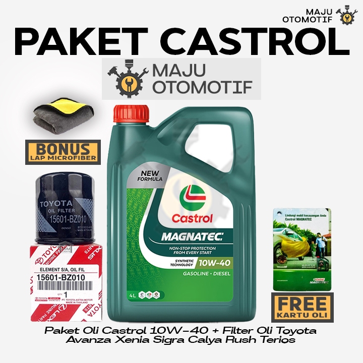 [GRATIS FILTER OLI] PAKET Ganti Oli Mesin Castrol Magnatec SAE 10W-40 4 Liter TOYOTA Avanza Xenia Si