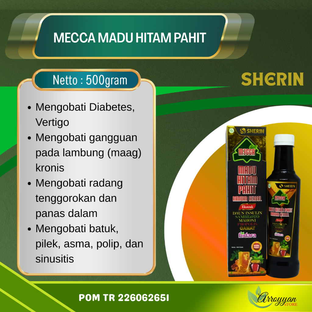

Mecca Madu Hitam Insulin dengan sambiloto untuk Menurunkan Gula Darah Diabetes 500 Gram