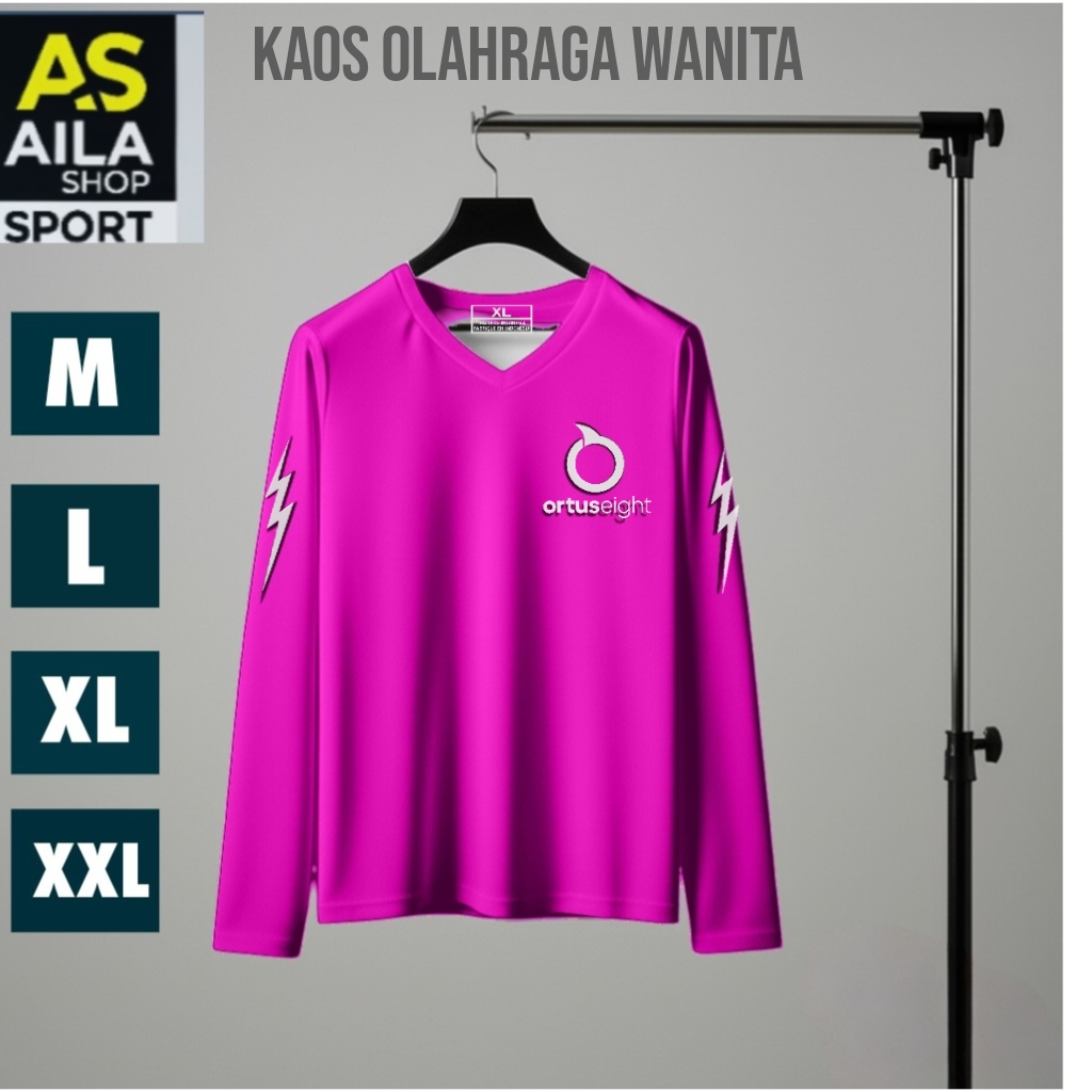 Kaos Olahraga Wanita Lengan Panjang Dryfit Spandek – Jersey Sport Muslimah Nyaman Adem (M, L, XL, XX