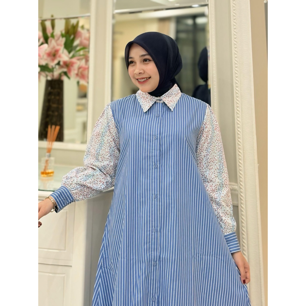 Long Tunik katun Jepang motif siang malam ori By Edness Kayla(tunik saja)