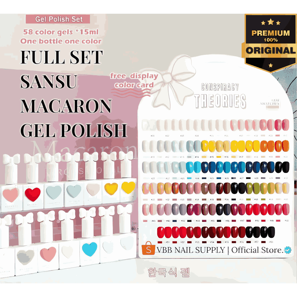 VBB NAIL SUPPLY - 1 Set sansu gel polish macaron conspiracy the ories + Free nail display.