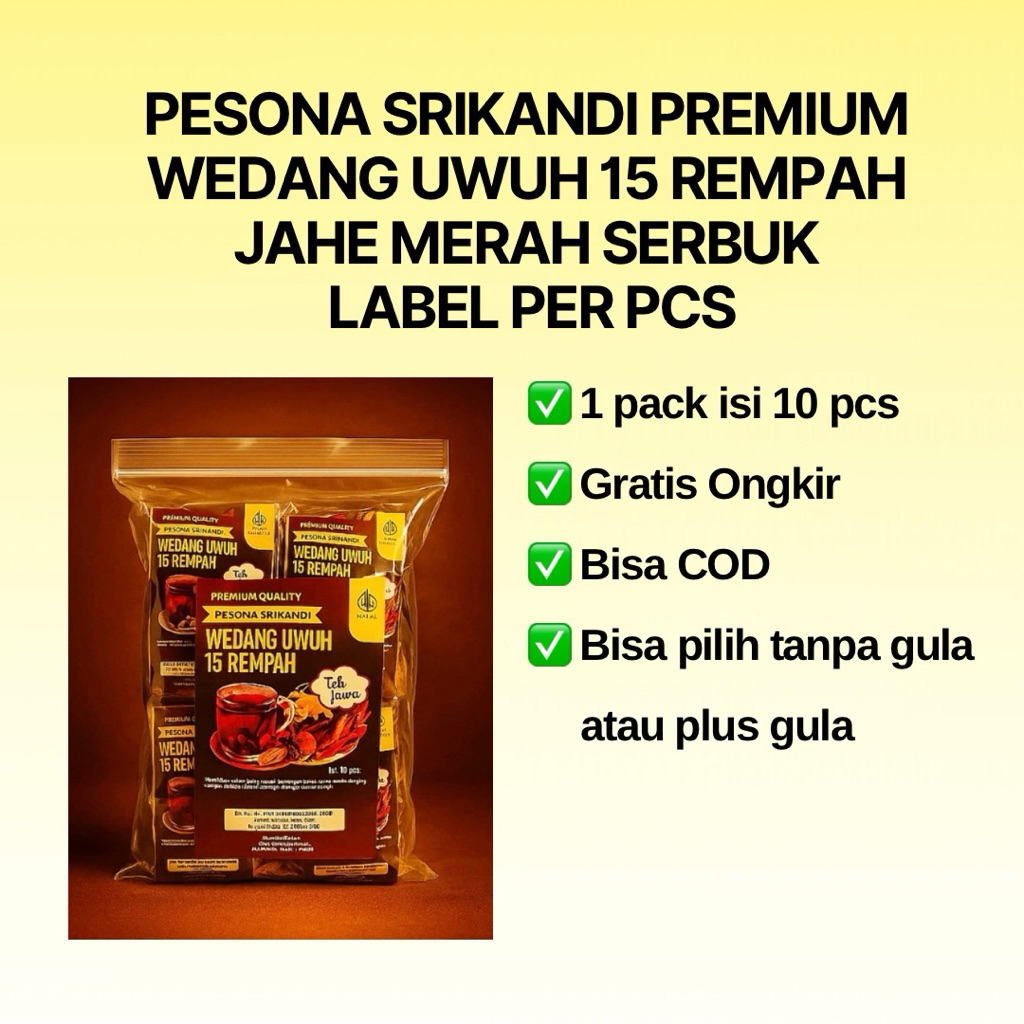 

Grosir Wedang Uwuh 15 Rempah Premium Jahe Serbuk Label Per Pcs