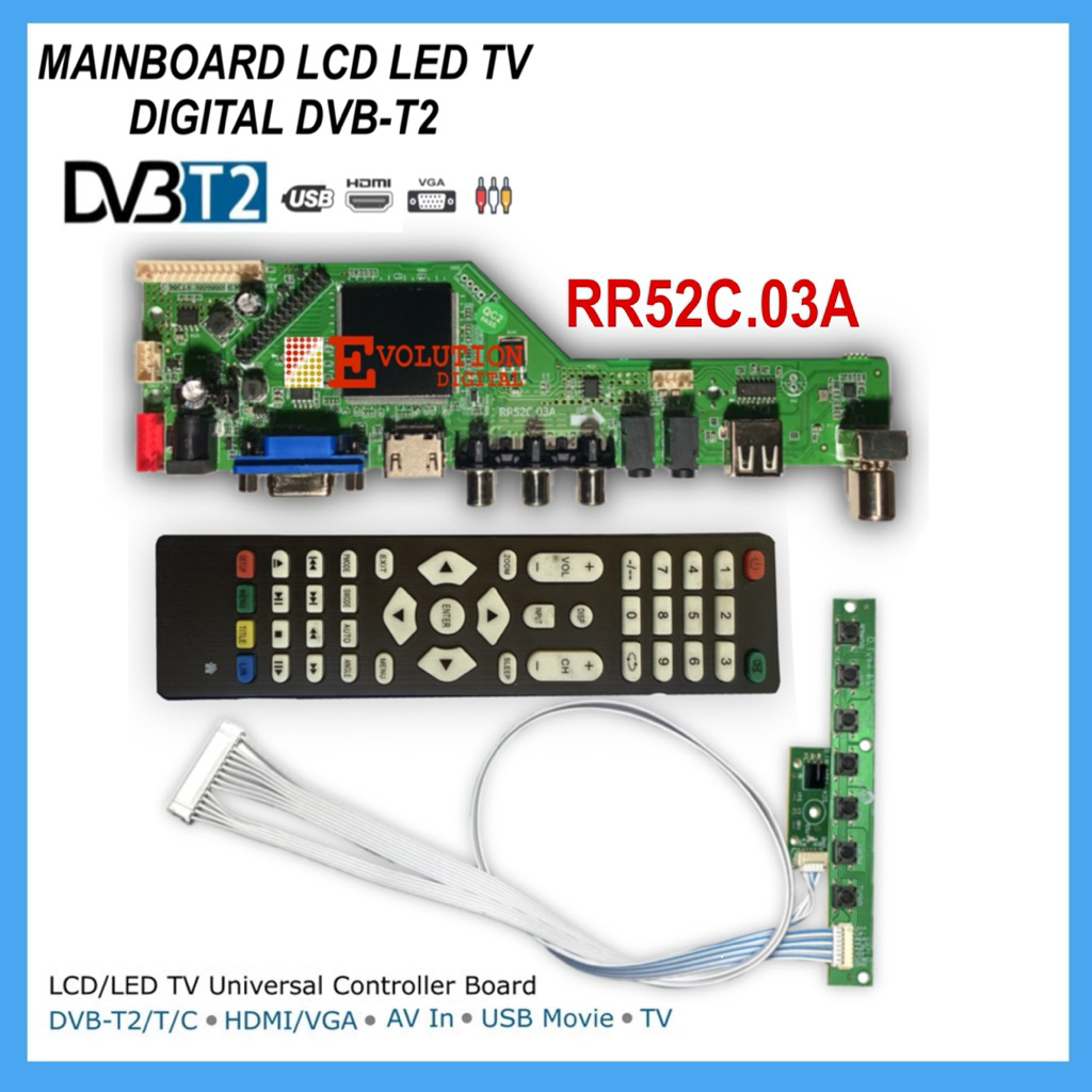 Mesin LED LCD TV Universal Digital DVBT2 - MAINBOARD REMOTE TOMBOL