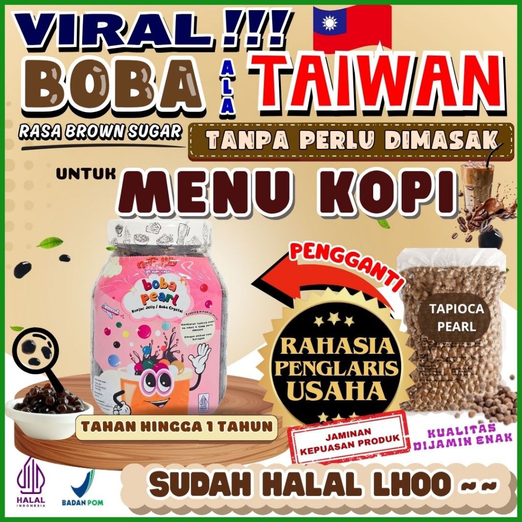 

BobaTapiocaPearlSiapSajiPerpaduan KIN Susu UHT Original - Boba Pearl Brown Sugar 500 Gram | Cocok Untuk Semua Jenis Minuman