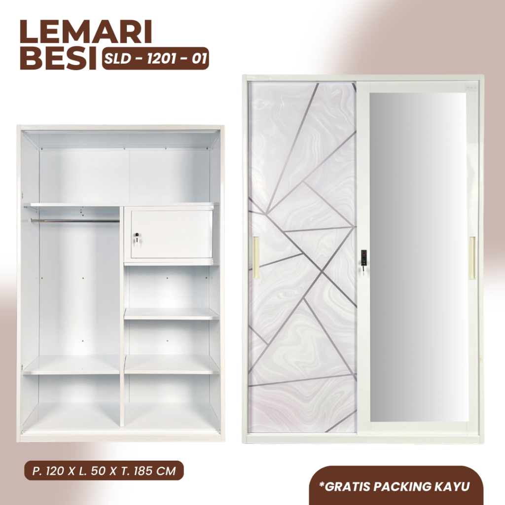Vanosin Lemari Baju Besi Sliding 2 Pintu/Lemari Pakaian Besi 2 Pintu Sliding/Lemari Baju Sliding