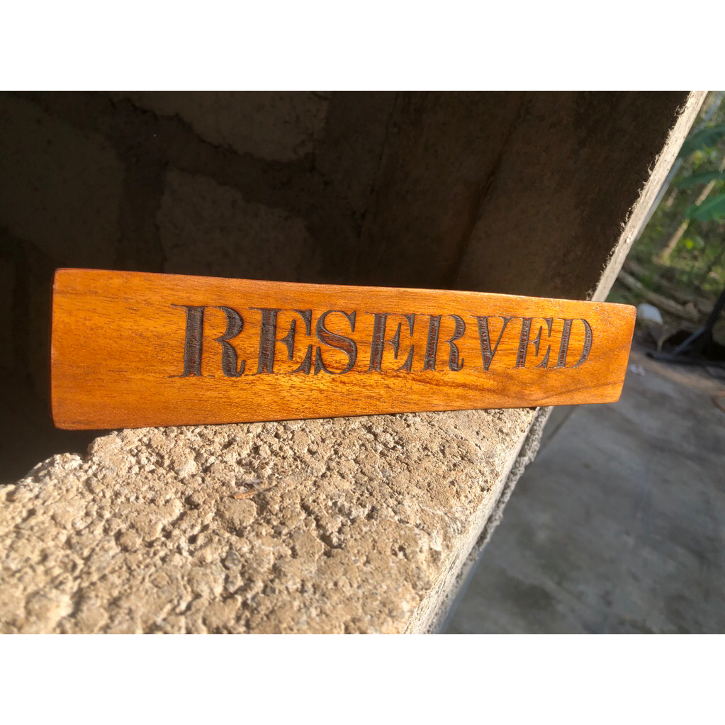 PAPAN MEJA RESERVED KAYU JATI / PAPAN MEJA CASHIER / WOOD RESERVED SIGN