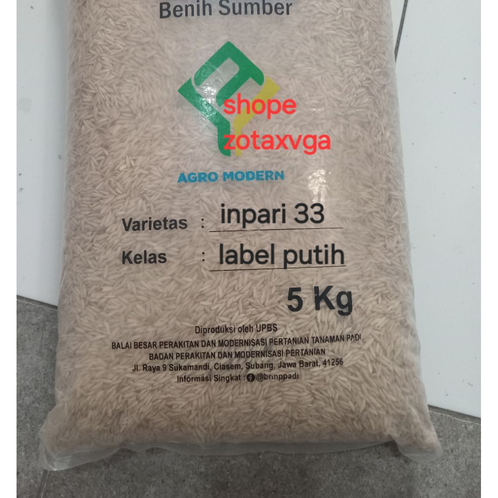 benih padi inpari 33 label putih