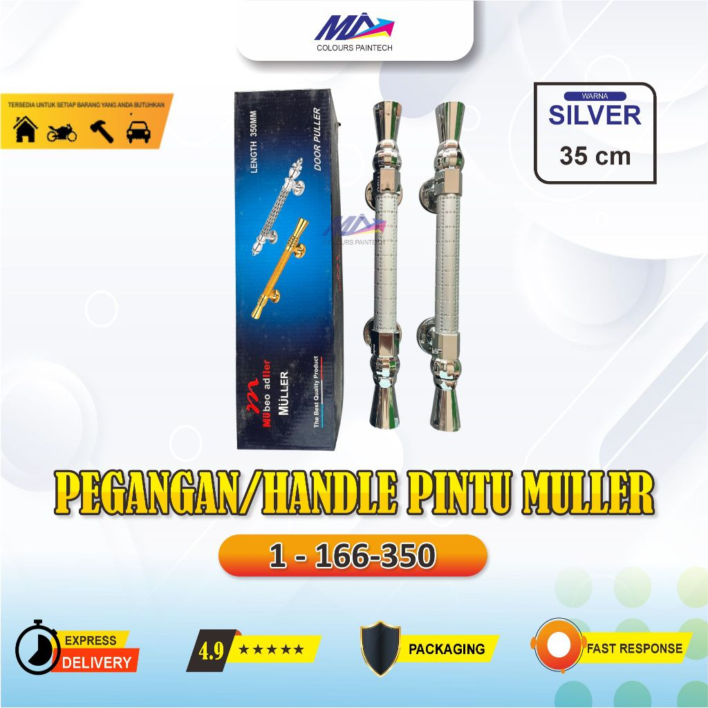 PEGANGAN PINTU / HANDLE PINTU MULLER 1-166-350 SILVER 1 PASANG = 2 PCS
