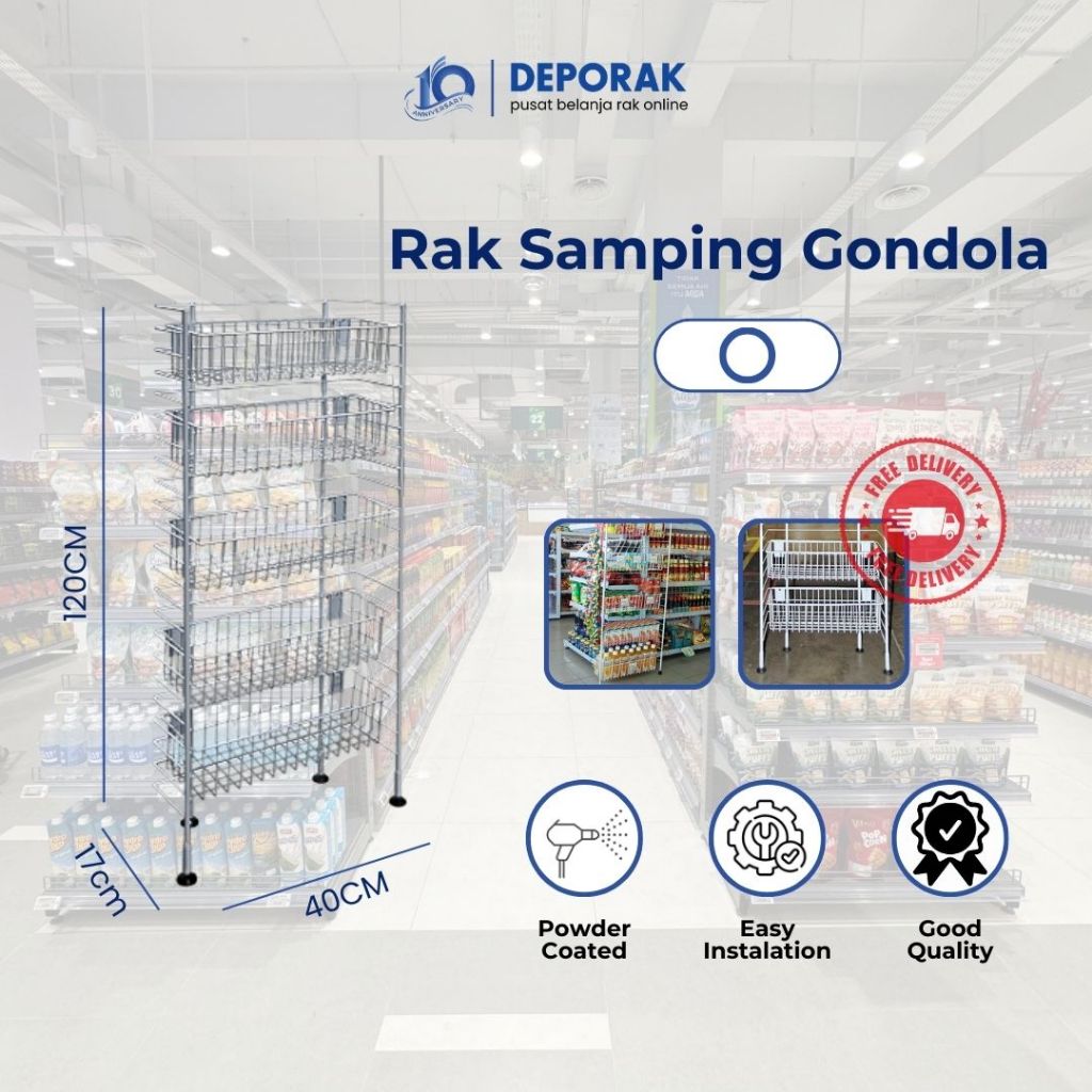 Rak Samping Gondola / Wing Rack / Rak Snack / Rak Minimarket / Rak Gondola/ Rak Dapur