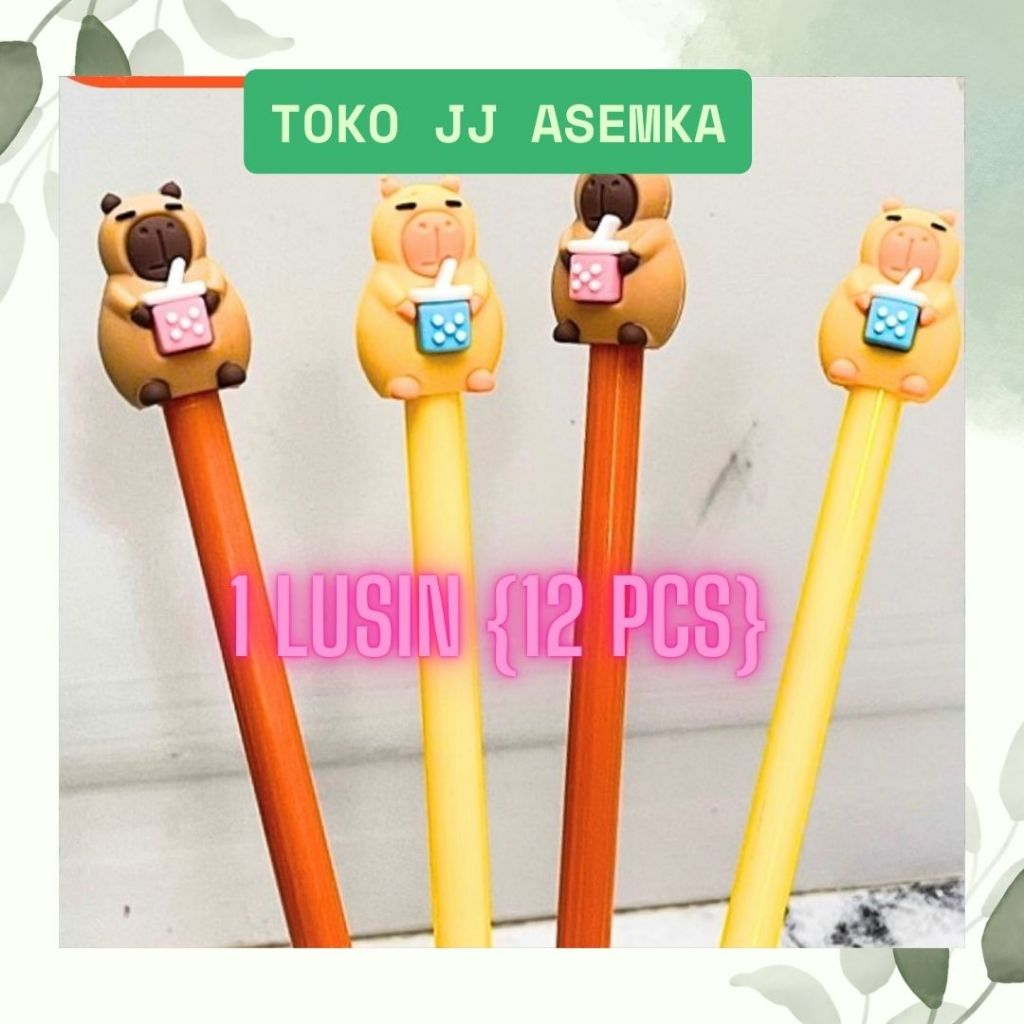 

12 PCS PULPEN GEL CAPYBARA FULLBODY LUCU UNIK KARAKTER ALAT TULIS SEKOLAH MURAH COD