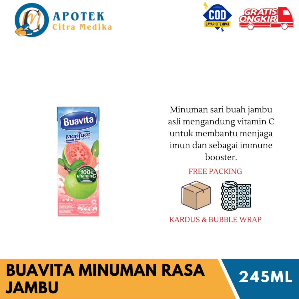

BUAVITA MINUMAN RASA JAMBU - Meningkatkan Imun Booster, Daya Tahan Tubuh dan Mengandung Vit C