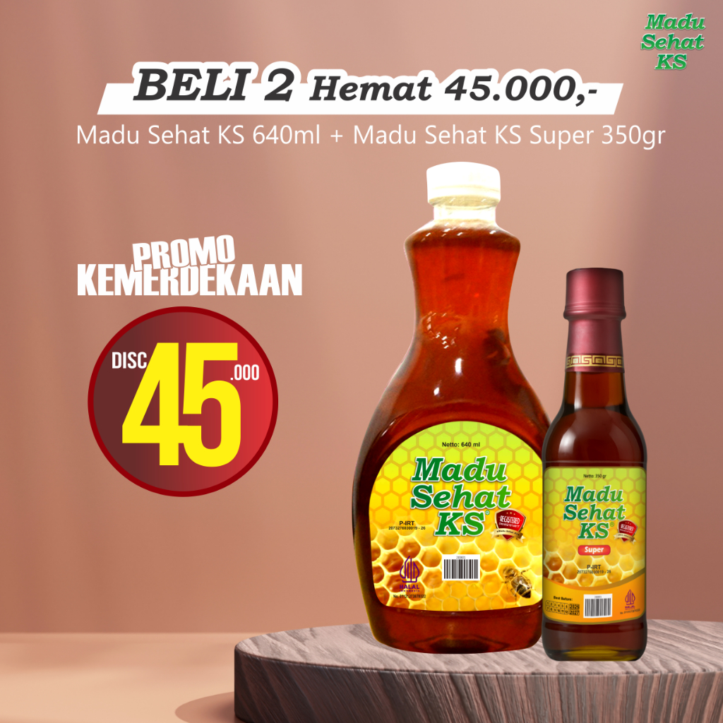[Beli 2 HEMAT 45K] Madu Sehat KS 640 ml + Madu Sehat KS Super 350 gr