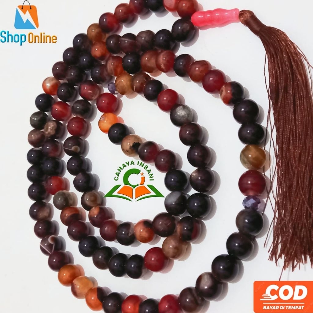 tasbih batu akik madu Sulaiman 12 mm 99 butir varian