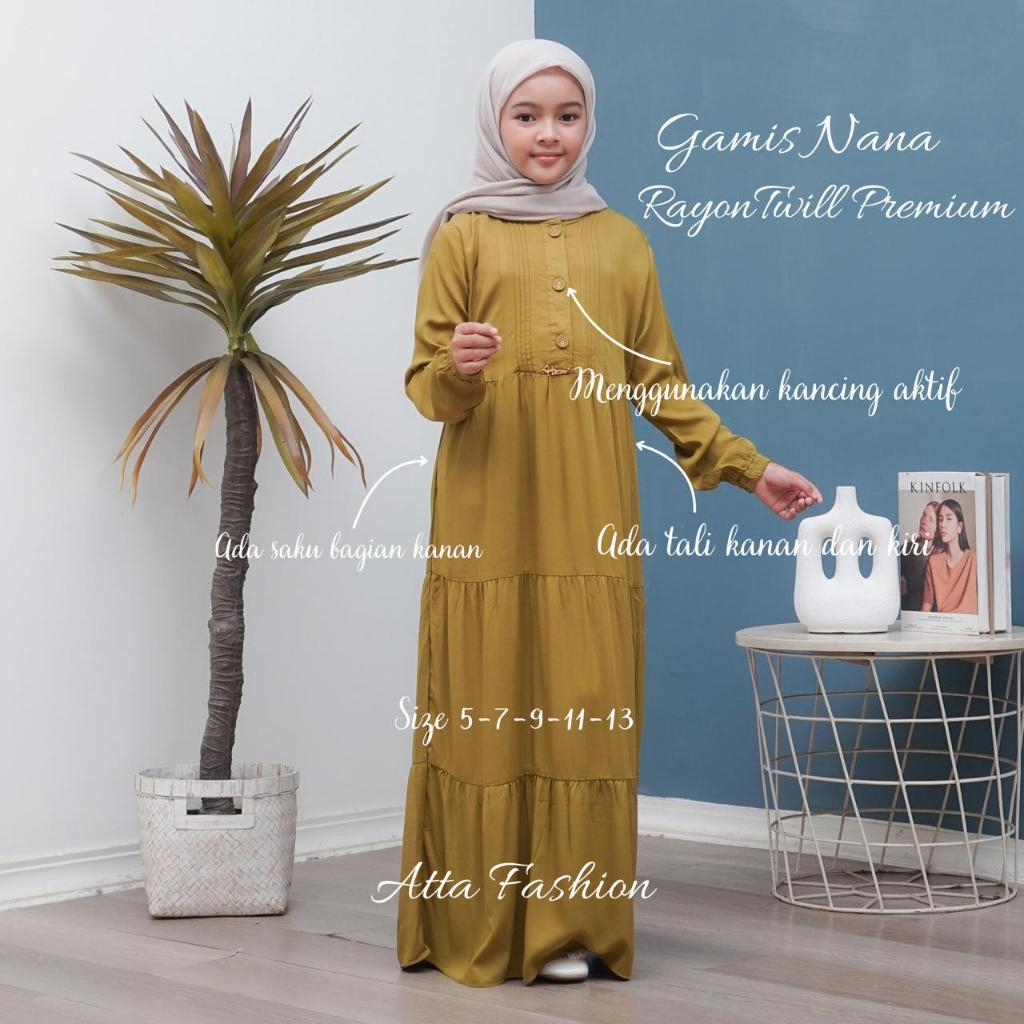 Gamis Nana Rayon Twill Premium || Gamis Anak Rayon Twill Premium