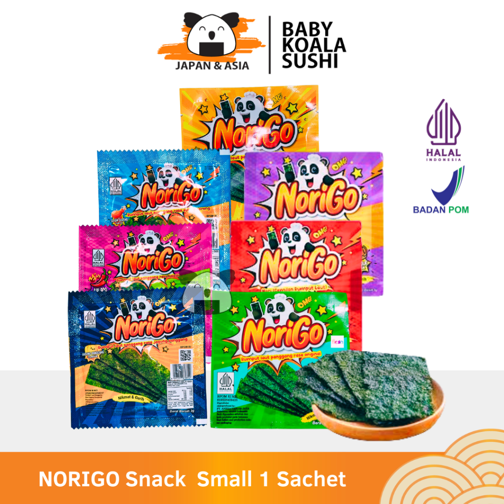 

NORIGO Snack Rumput Laut 3 g (1pcs ) Halal | Nori Sachet Seaweed