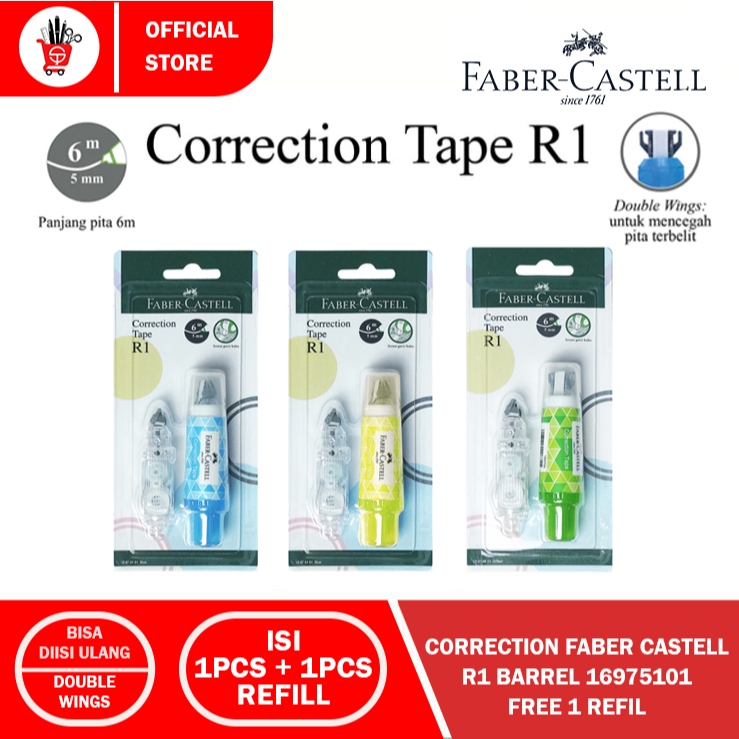 

Faber Castell Correction Tape Tipe X Refill - Blue and Green Barrel with Free Refill (1PCS)