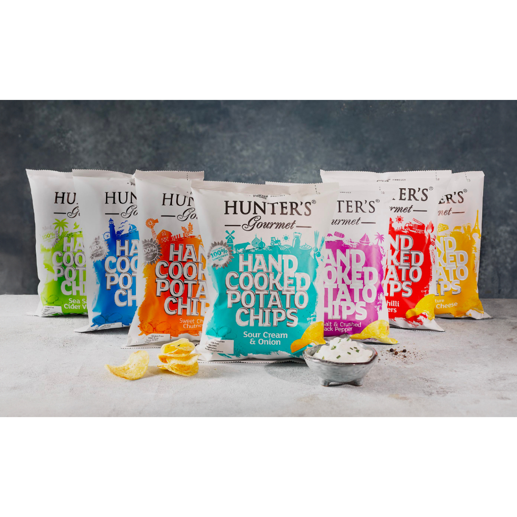 

Camilan / Makanan Ringan / Snack Impor Dubai Hunter's / Hunters / Hunter Foods Gourmet Hand Cooked Potato Chips 40 Gr Varian Sea Salt & Cider Vinegar, Smokehouse Barbecue, Sour Cream & Onion, Snap Pea Chips, Mixed Vegetable Chips, Foie Gras