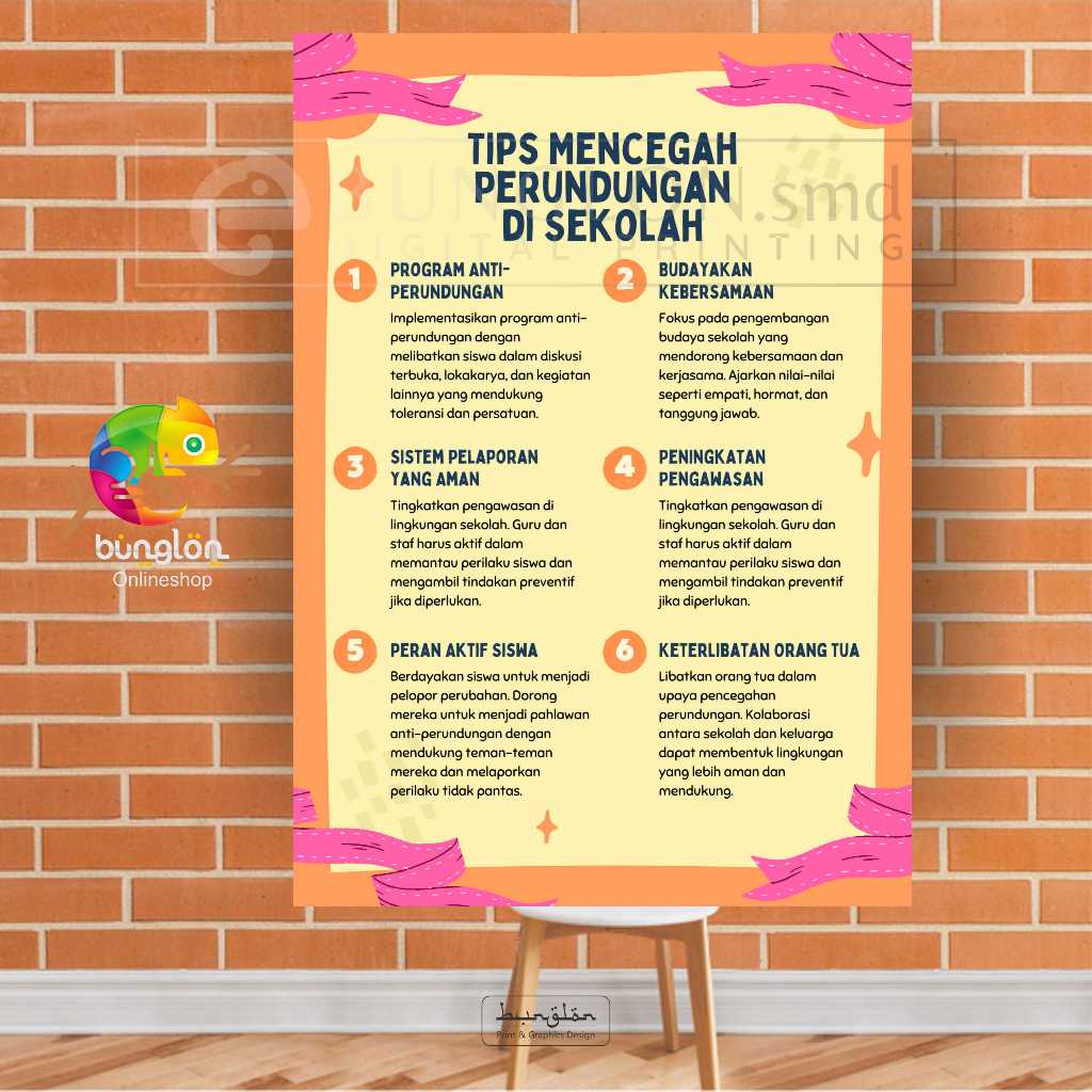 

Poster Tips Mencegah Perundungan Di Sekolah