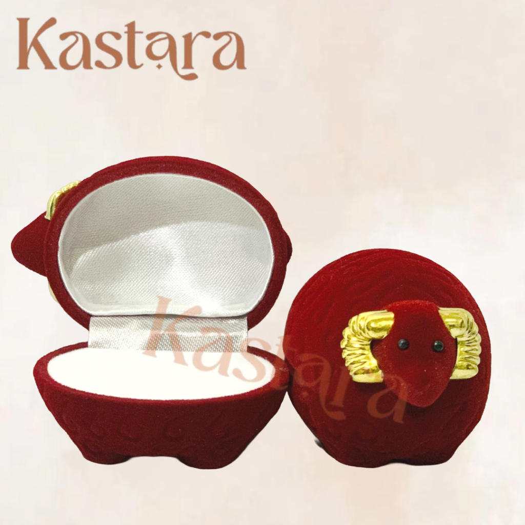 Kotak Tempat Cincin Karakter Bentuk DOMBA Box Perhiasan Sheep Wedding Lamaran Bludru Korea Ring Gift