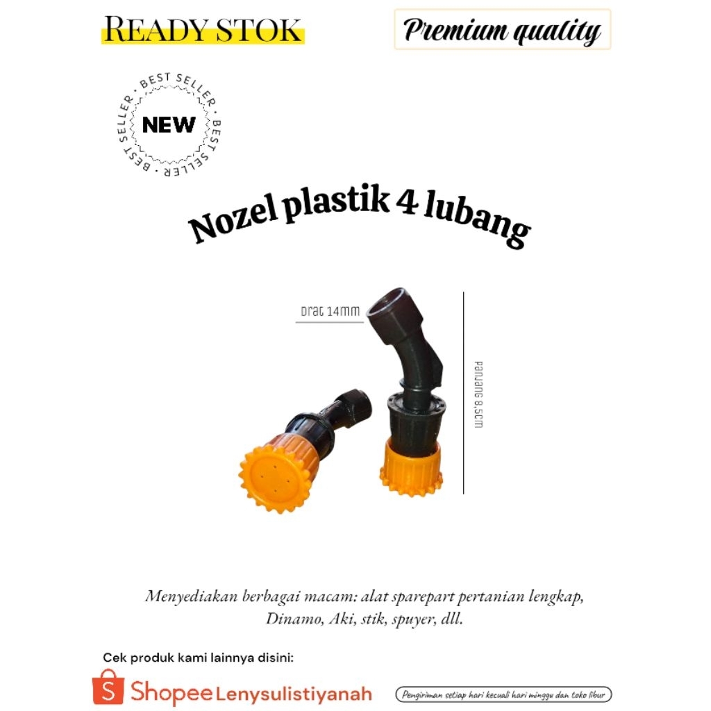 NOZLE SPRAYER PLASTIK 4 LUBANG BENGKOK DRAT  14 MM| NOZEL SPRAYER ELEKTRIK PLASTIK 4 LUBANG